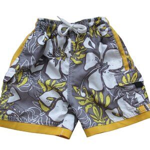 Primativ‎ Surf Co Swim Trunks Toddler Boys Size 24M Yellow Gray Elastic Bottoms